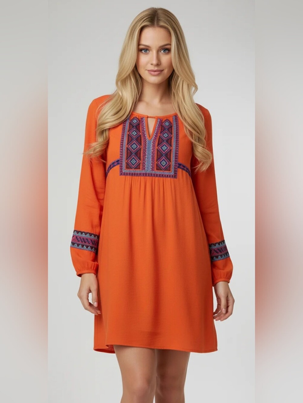 Authentic Size Large Gianni Bini Orange Tribal Dress As Seen At Dillard's